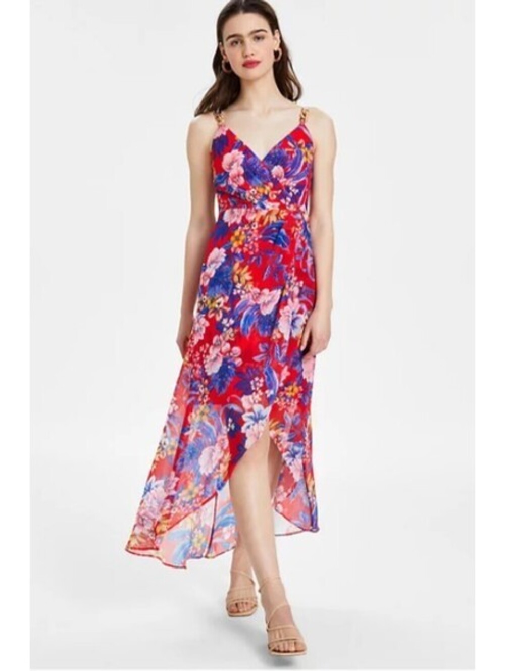 Siena Women's Floral Print Sleeveless High-Low Maxi Dress, Size 4